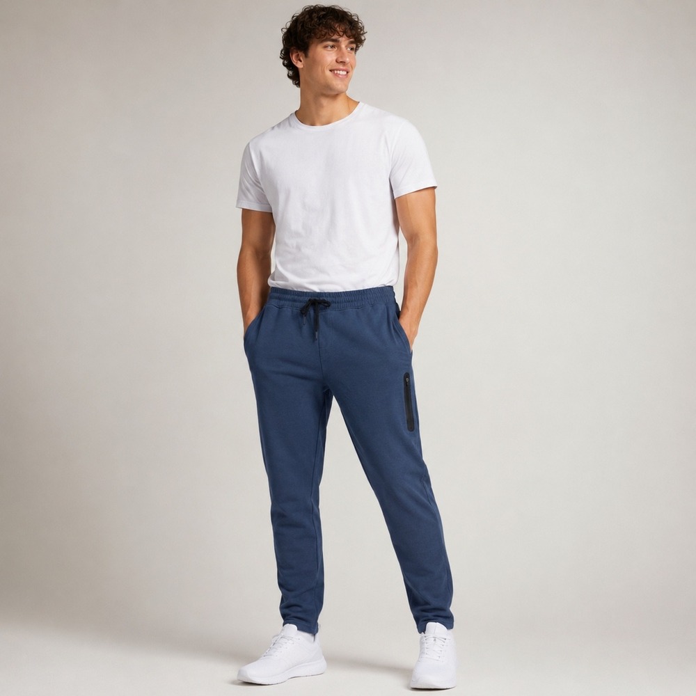 LEG3ND Joggers Mens Large Blue Tapered Athletic Sweatpants Zip Pocket